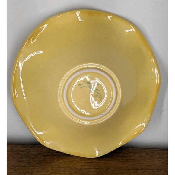 Vintage Gail Pittman Pottery Bowl Southern Living 2002 Signed Scalloped Yellow - Picture 2 of 7